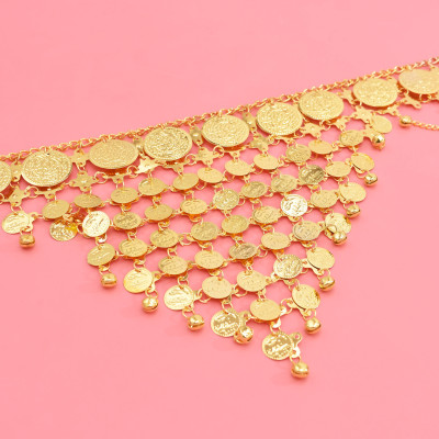 N-8336 New Ethnic Triangle Gold Coin Pendant Women's Heavy Metal Gold Waist Chain