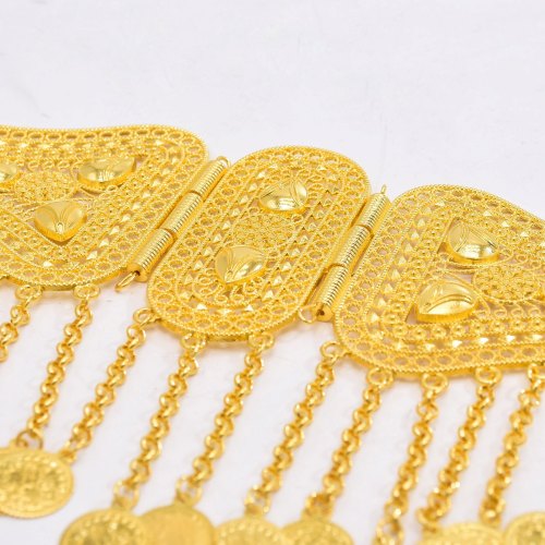 N-8339 Gold Ethnic Coin Tassel Body Chain Gold Charm Carving Hollow Out Sexy Belly Dance Chain Women's Jewelry Gift