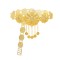 N-8340 Gold Large Flower Rhinestone Long Chain Coin Tassel Metal Belt Body Jewelry