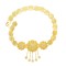 N-8340 Gold Large Flower Rhinestone Long Chain Coin Tassel Metal Belt Body Jewelry