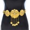 N-8340 Gold Large Flower Rhinestone Long Chain Coin Tassel Metal Belt Body Jewelry