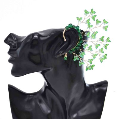 E-6732 1Pcs Green Leave Pattern Earrings Ear Cuff for Women Jewelry