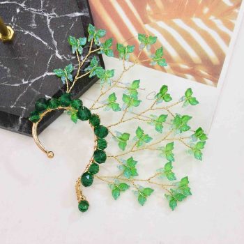 E-6732 1Pcs Green Leave Pattern Earrings Ear Cuff for Women Jewelry