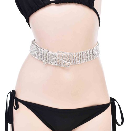 N-8344 Fashion Full Cover Diamond Silver Belt for Women Jewelry Accesseories