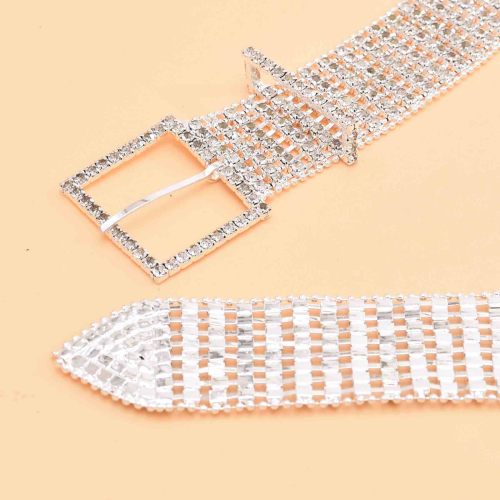 N-8344 Fashion Full Cover Diamond Silver Belt for Women Jewelry Accesseories