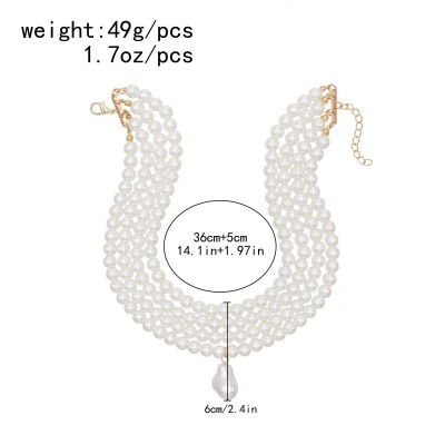 N-8343 Baroque Fashion Luxury Four Layer Imitation Pearl Irregular Pearl Pendant Necklace