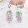 E-6733 Cute Rhinestone Purple Grapes Fruit Earrings Women Dangle Earrings