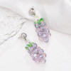 E-6733 Cute Rhinestone Purple Grapes Fruit Earrings Women Dangle Earrings