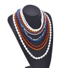 N-8345 Fashionable multi-layer rice bead pendant necklace
