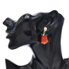 E-6735 Cute Hand Knitting Rice Beads Christmas Bell Earrings for Women Dangle Earrings
