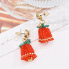 E-6735 Cute Hand Knitting Rice Beads Christmas Bell Earrings for Women Dangle Earrings