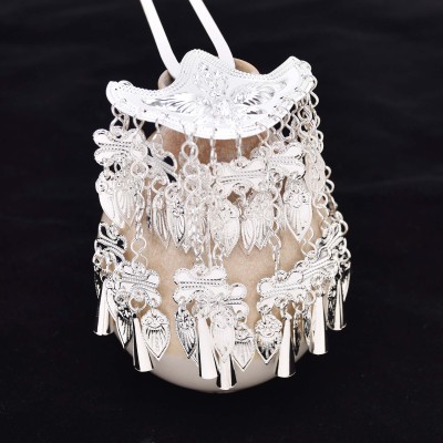 F-1178 Silver Miao Leaf Tassel Hairpin Hair Forks