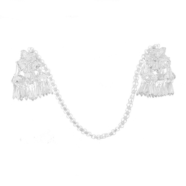 F-1177 Ethnic Women Hair Jewelry Alloy Tassel Butterfly Silver Hairwear