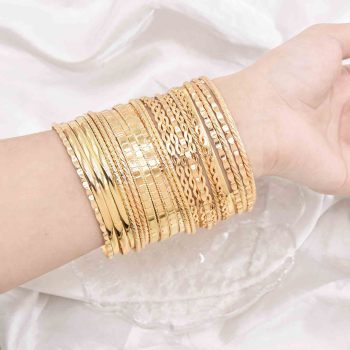 B-1331 24pcs /set Golden Silvery Women Bracelet Fashion Bohemian Style Bangle for Women Jewelry Accessories