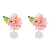 E-6736 White/Pink Spring Floral Earrings for Women Dangle Earrings