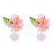 E-6736 White/Pink Spring Floral Earrings for Women Dangle Earrings
