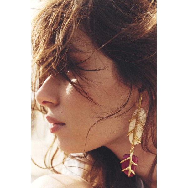 E-6737 Colored Stone Pendant Earrings