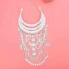 N-8347 Fashion Ethnic Silver Color Long Tassel Necklace for Women Jewelry