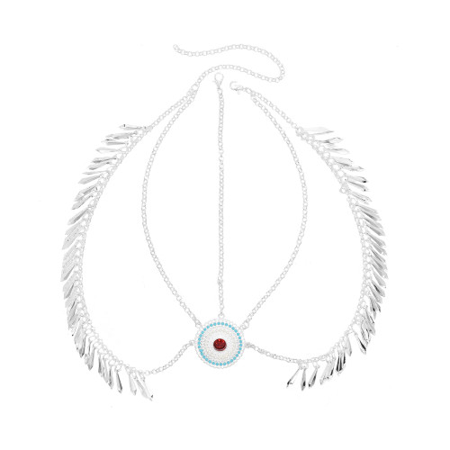 F-1180 Bohemian Ethnic Alloy Silver Headdress Chain Hair Jewelry Gift for Girls Women