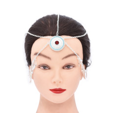F-1180 Bohemian Ethnic Alloy Silver Headdress Chain Hair Jewelry Gift for Girls Women