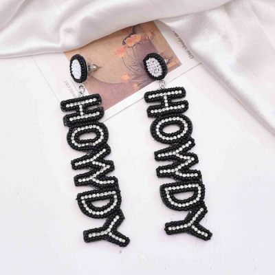 E-6738 Fashion Bohemian Holiday Summer Beach Rice Beads Dangle Earrings for Women