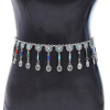 N-6945 Bohemian Silver Plated Colorful Bead Body Chain Bell Carved Hollow Out Flower Waist Belly Chain for Women Jewelry