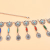 N-6945 Bohemian Silver Plated Colorful Bead Body Chain Bell Carved Hollow Out Flower Waist Belly Chain for Women Jewelry