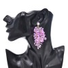 E-6740 White Purple Crystal Flower Dangle Earings for Women