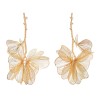 E-6742 Gold Silver 3D Alloy Hollow Flower Pendant Earrings for Women