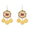 E-6743 Gold Ethnic Boho Rhinestone Alloy Coin Pendant Earrings for Girls Women