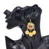 E-6743 Gold Ethnic Boho Rhinestone Alloy Coin Pendant Earrings for Girls Women
