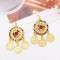 E-6743 Gold Ethnic Boho Rhinestone Alloy Coin Pendant Earrings for Girls Women