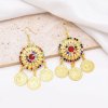 E-6743 Gold Ethnic Boho Rhinestone Alloy Coin Pendant Earrings for Girls Women