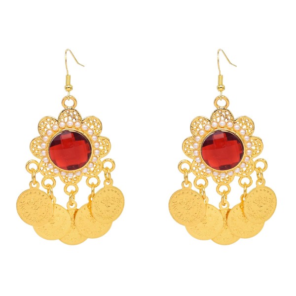 E-6745 Indian Gold Coin Tassel Earrings for Women