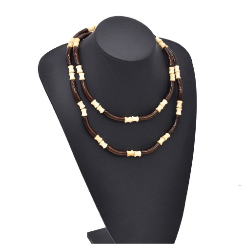 N-8359 B-1337 Gold Brown Alloy Necklace Bracelet Jewelry Set 2 PC Statement Jewelry Set for Girls Women Party