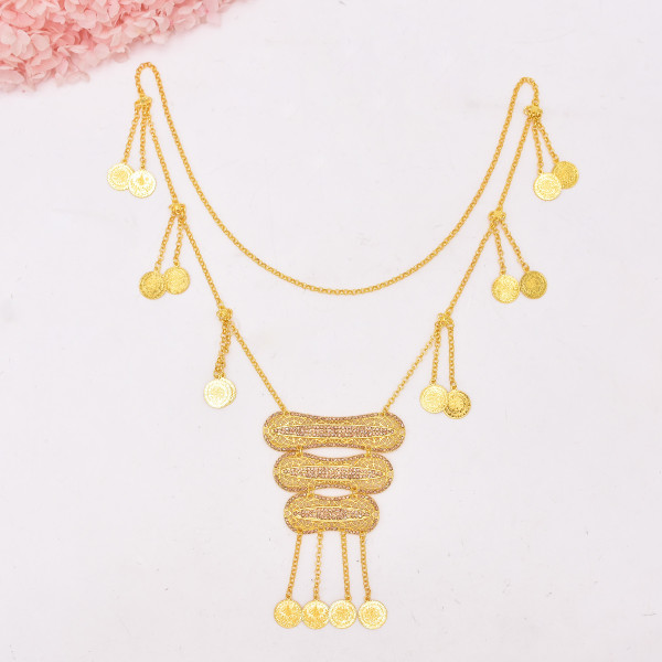 N-8364  New Bohemian Gold Coin Tassel Necklace