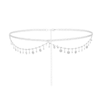 N-8365  New minimalist diamond metal tassel waist chain