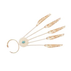 B-1338 Gold Silver Indian Dance Fingertip Metal Hollow Long Chain Pull Finger Bracelet