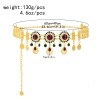 N-8371 Golden Middle Eastern Ethnic Clothing Waist Chain Colorful Crystal Coin Body Jewelry