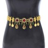 N-8371 Golden Middle Eastern Ethnic Clothing Waist Chain Colorful Crystal Coin Body Jewelry