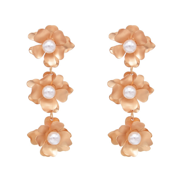 N-8372 New Bohemian Flower Inlaid Pearl Necklace Earnail Set