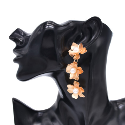 N-8372 New Bohemian Flower Inlaid Pearl Necklace Earnail Set