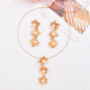 N-8372 New Bohemian Flower Inlaid Pearl Necklace Earnail Set