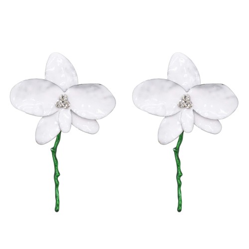 E-6746 New Trending Exaggerated Personality Red White Alloy Oil Dropping Flower Earrings for Women