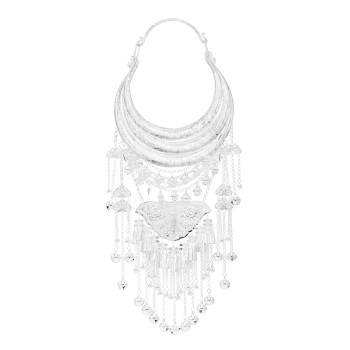 N-8373 New Ethnic Style Miao Silver Multi layered Pendant Necklace