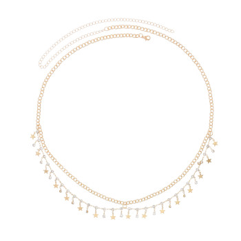 N-8377 Stars Pendant Women Body Jewelry Simple Alloy Statement Thin Belly Wasit Chains for Girls Women