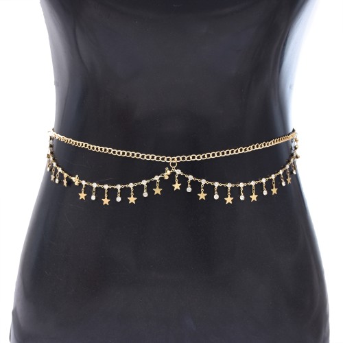 N-8377 Stars Pendant Women Body Jewelry Simple Alloy Statement Thin Belly Wasit Chains for Girls Women