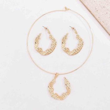N-8375 Fashion Golden Baroque Necklace Earrings jewelry Set for Women Party