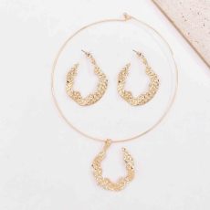 N-8375 Fashion Golden Baroque Necklace Earrings jewelry Set for Women Party