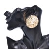 N-8376 Fashion Minimalist Round Gold Aloy Irregular Embossed Pattern Collar Necklace Earrings Jewelry Sets